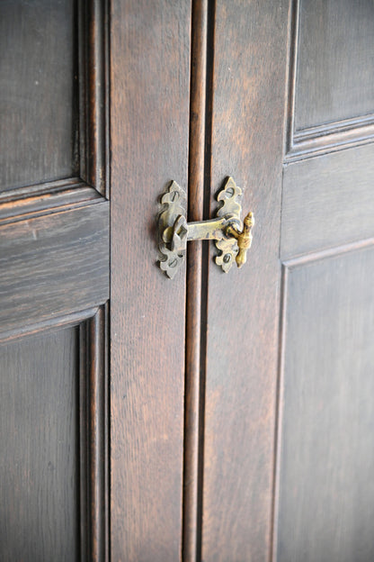 Antique Rustic Oak Housekeepers Cupboard