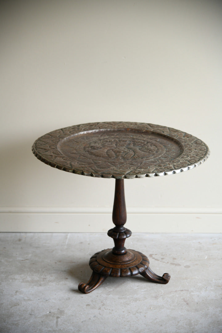 19th Century Rosewood and Engraved Copper Occasional Table