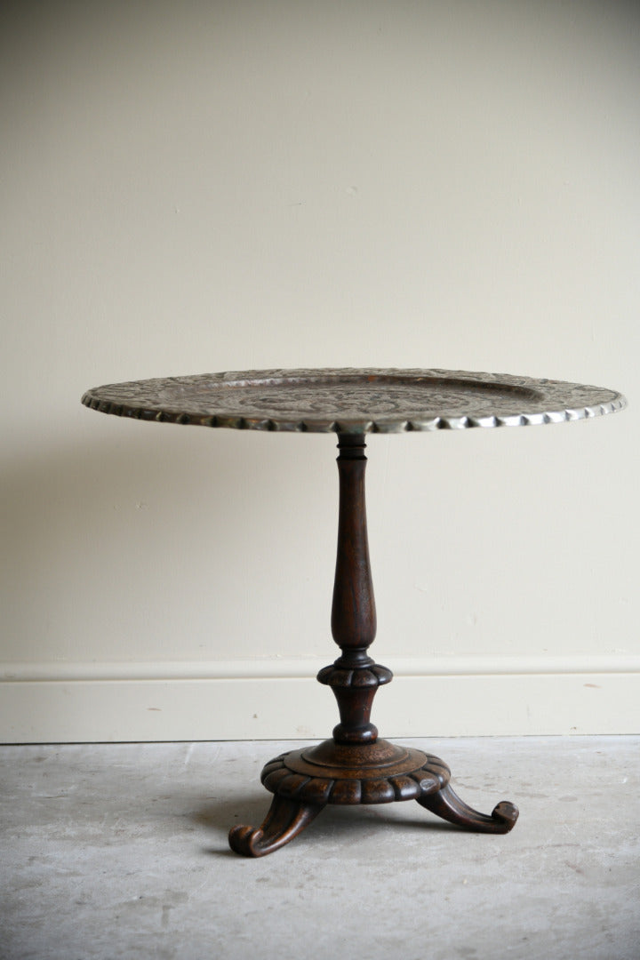 19th Century Rosewood and Engraved Copper Occasional Table