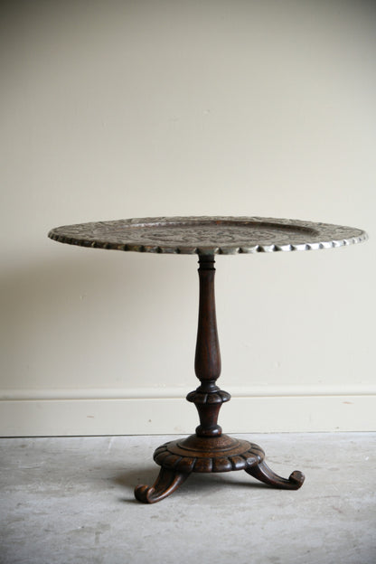 19th Century Rosewood and Engraved Copper Occasional Table
