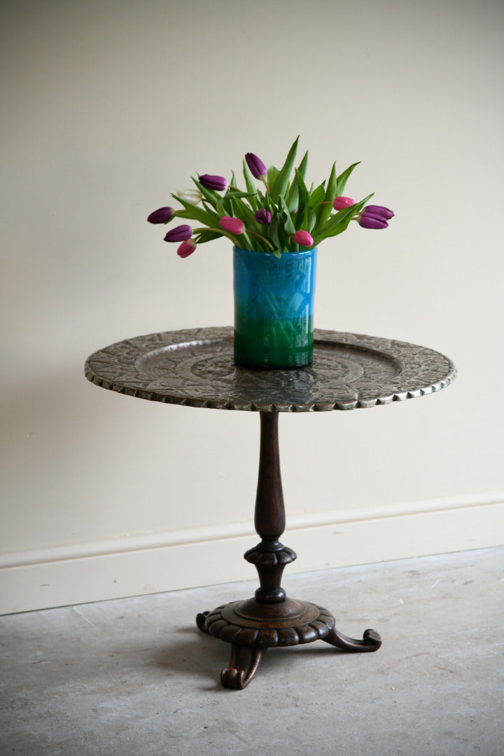 19th Century Rosewood and Engraved Copper Occasional Table