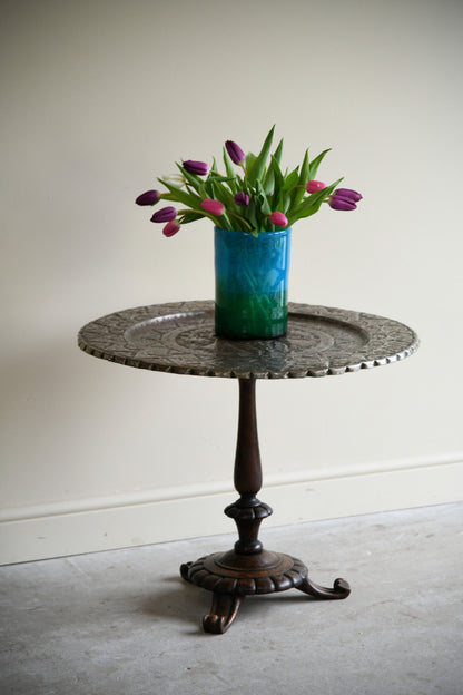 19th Century Rosewood and Engraved Copper Occasional Table