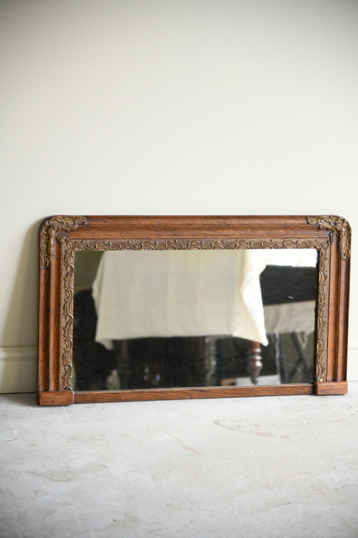 Antique Oak Overmantle Mirror