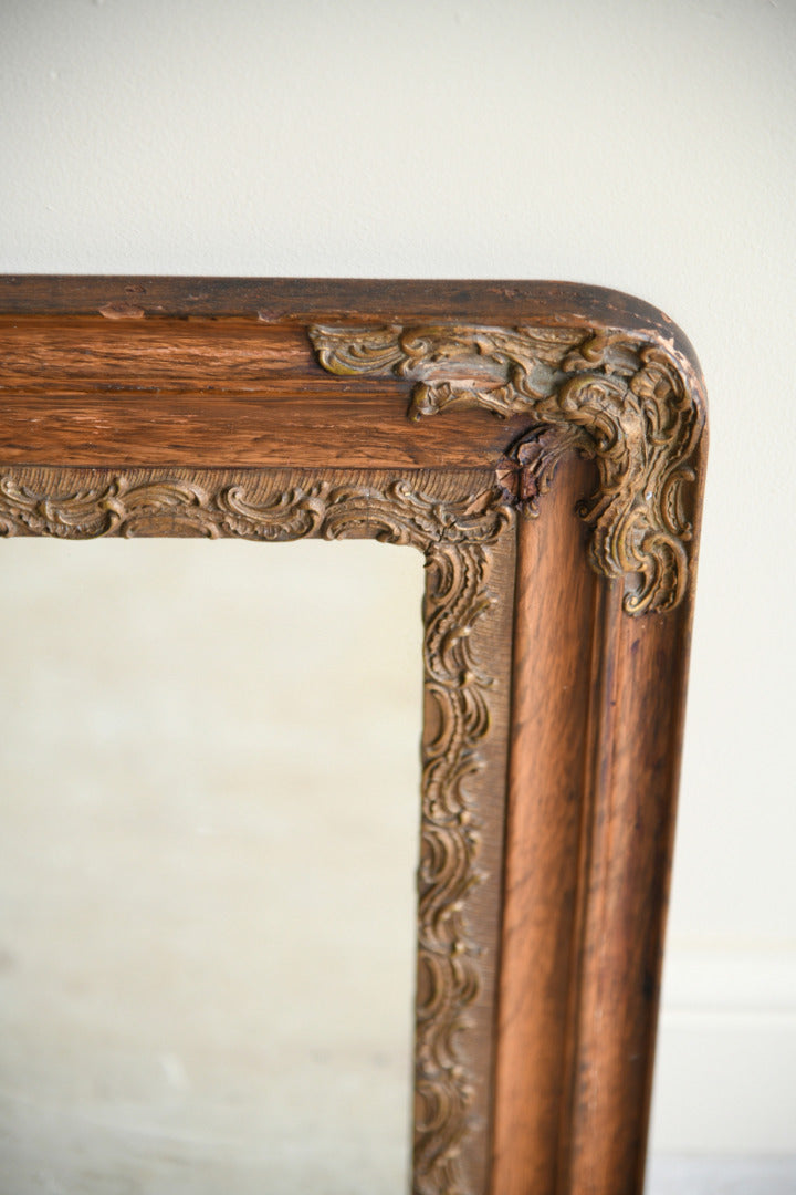 Antique Oak Overmantle Mirror