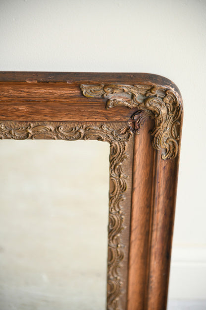 Antique Oak Overmantle Mirror