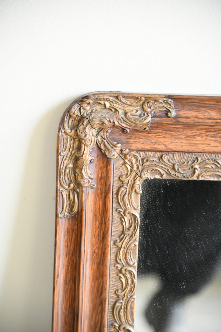 Antique Oak Overmantle Mirror