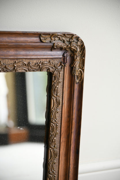 Antique Oak Overmantle Mirror
