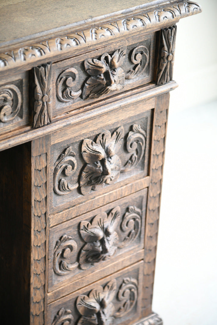 Victorian Oak Green Man Desk