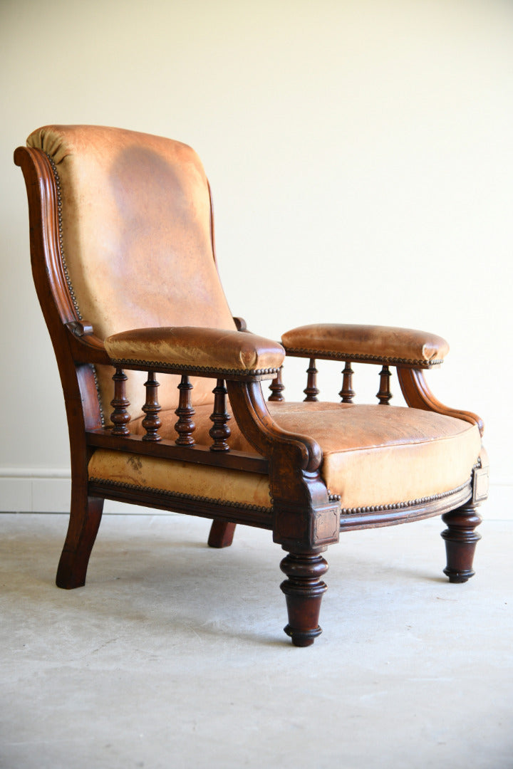 Antique Leather Upholstered Armchair