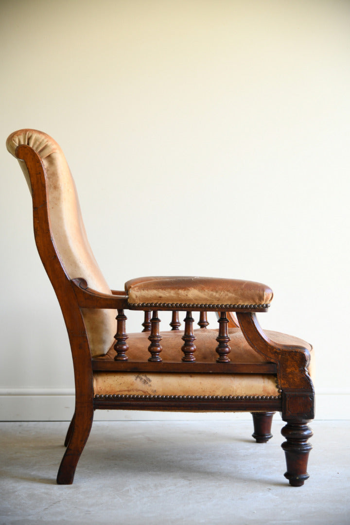 Antique Leather Upholstered Armchair