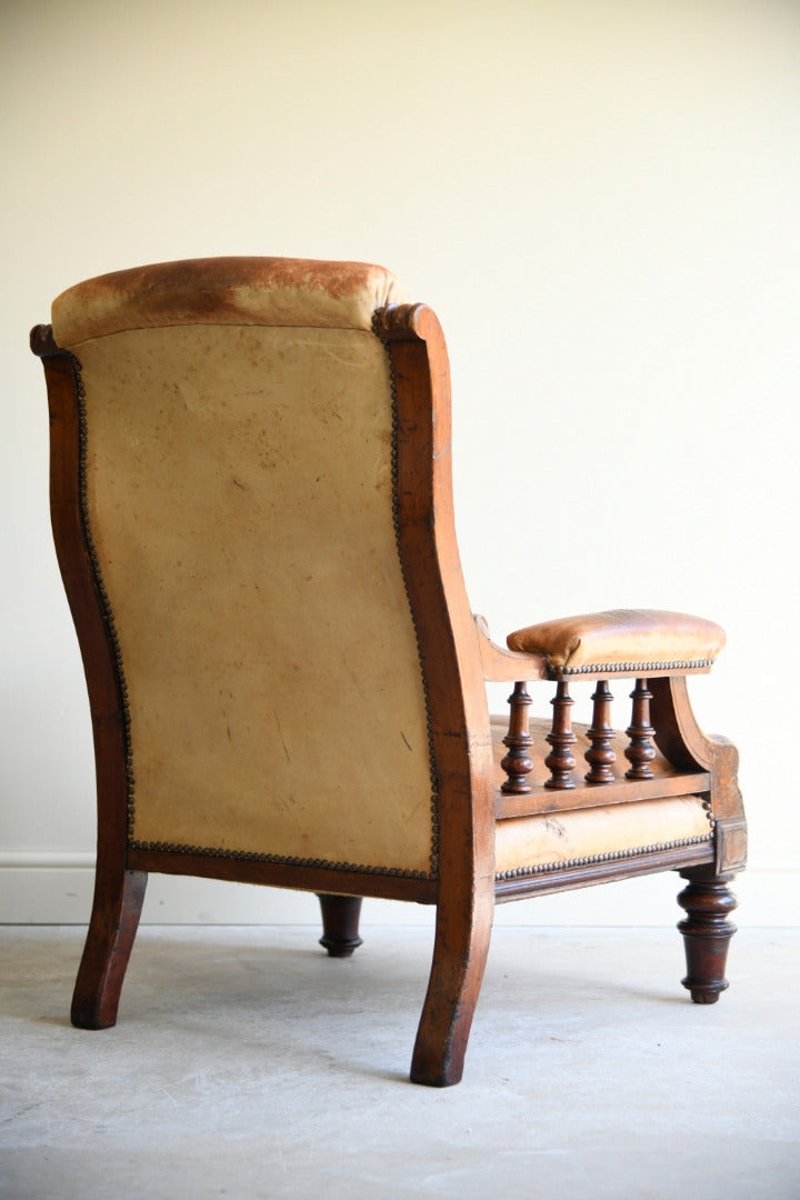 Antique Leather Upholstered Armchair