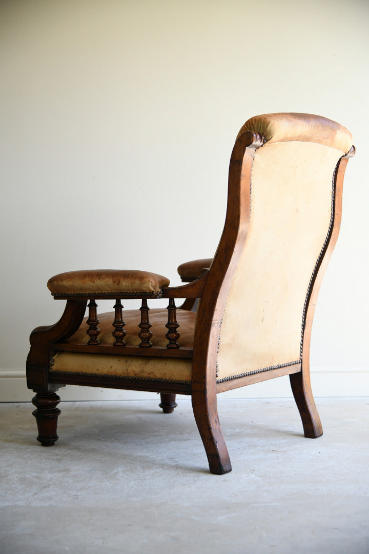 Antique Leather Upholstered Armchair
