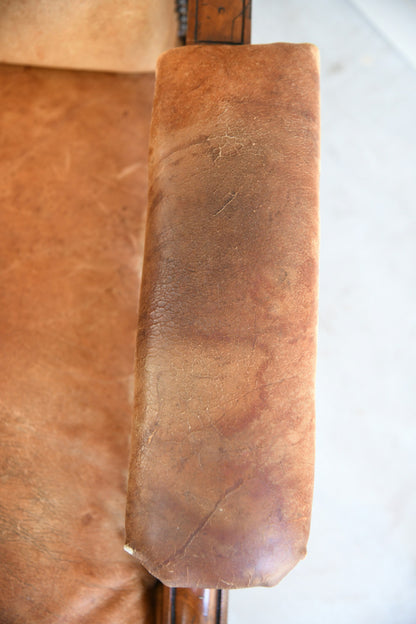 Antique Leather Upholstered Armchair