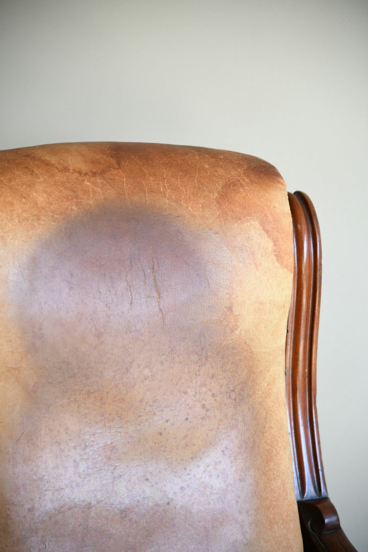 Antique Leather Upholstered Armchair