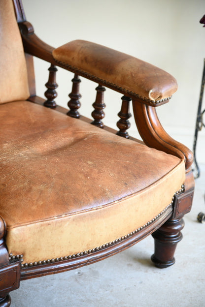 Antique Leather Upholstered Armchair