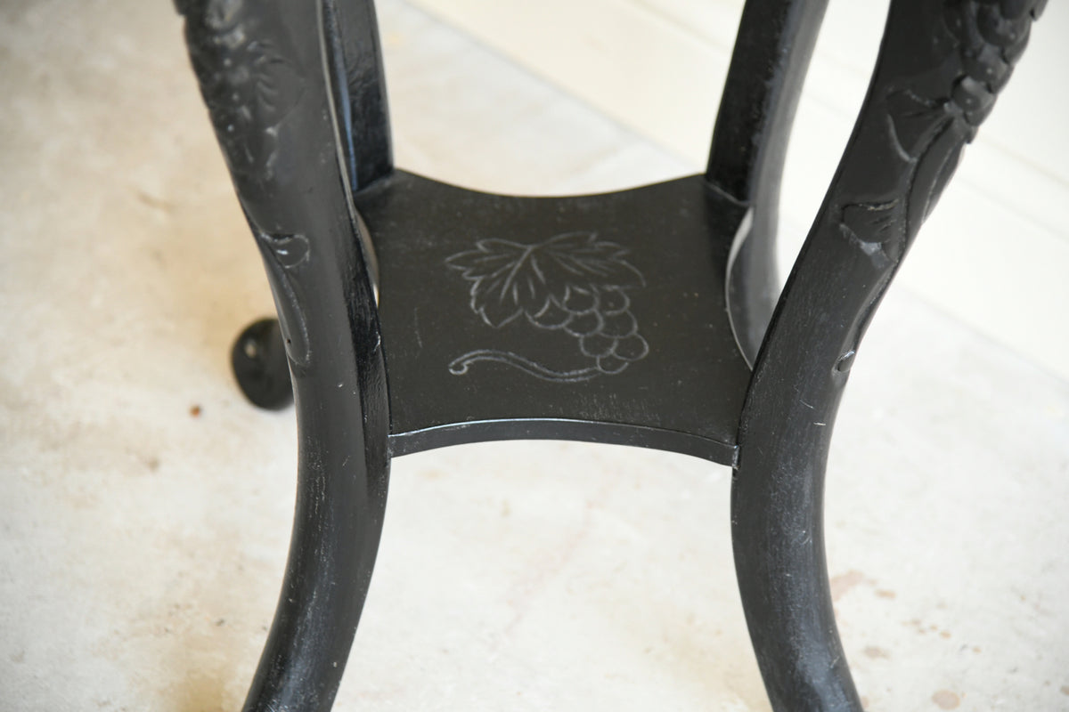 Vintage Oriental Ebonised Carved Wooden Jardiniere Stand