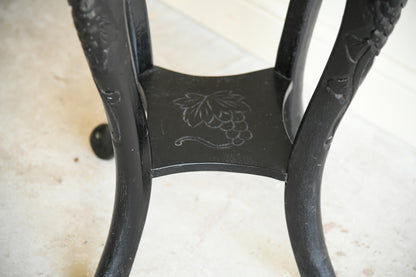 Vintage Oriental Ebonised Carved Wooden Jardiniere Stand