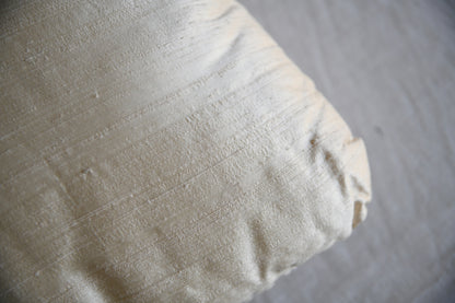 Pair Cream Silk & Crochet Cushions