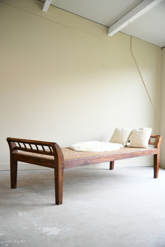 Mid 20th Century Teak & Rattan Day Bed