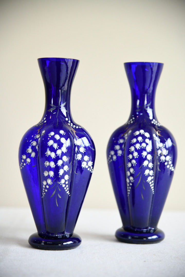Pair Cobalt Blue Glass Vase