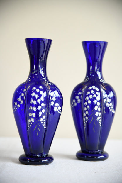 Pair Cobalt Blue Glass Vase