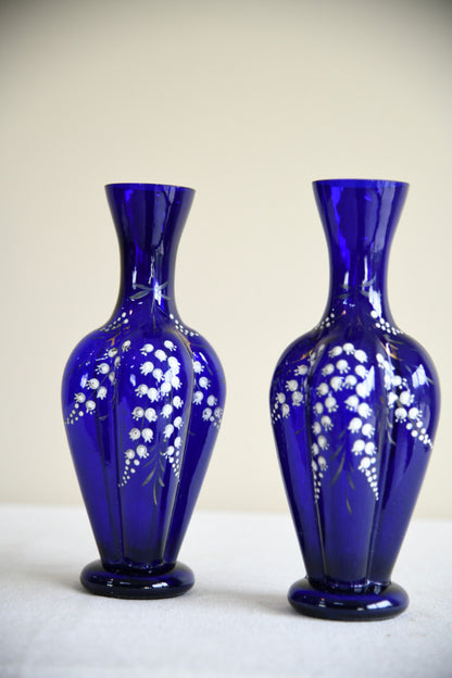 Pair Cobalt Blue Glass Vase