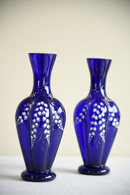Pair Cobalt Blue Glass Vase