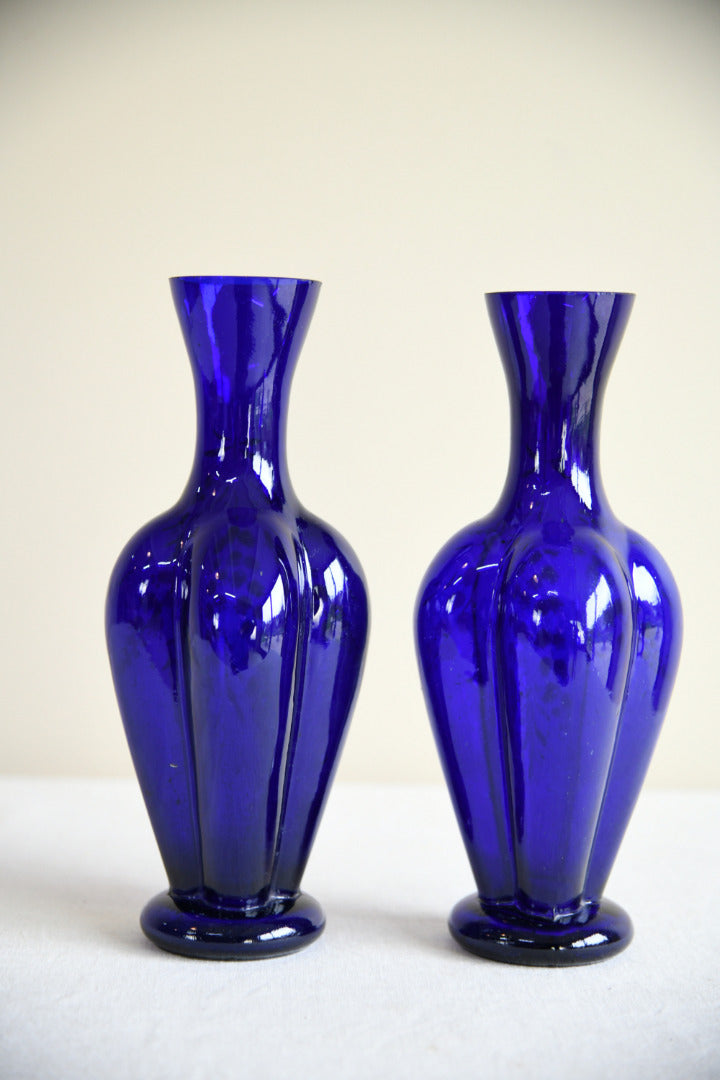 Pair Cobalt Blue Glass Vase
