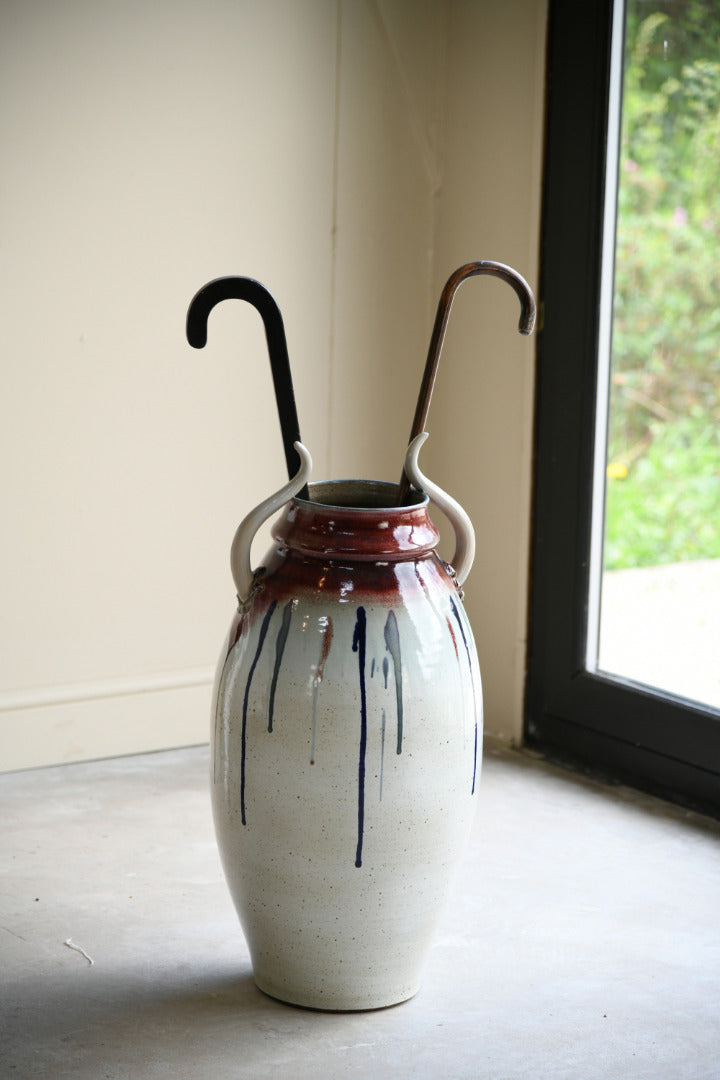 Large Cornish Pottery Vase Stick Stand
