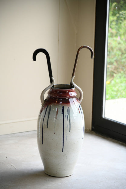 Large Cornish Pottery Vase Stick Stand