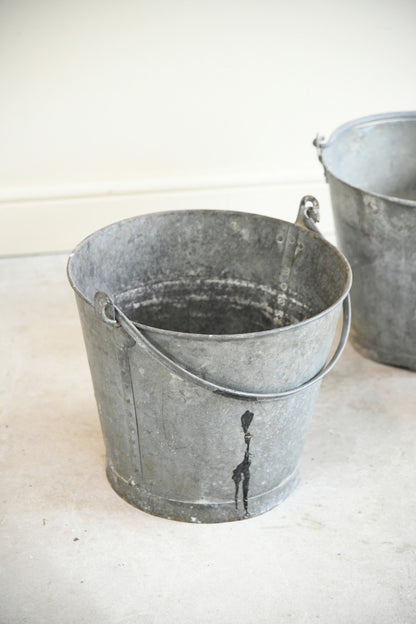 4 Vintage Galvanised Buckets