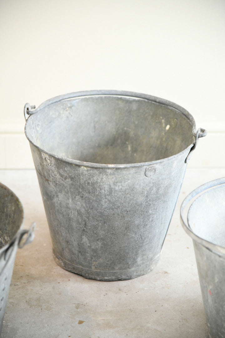 4 Vintage Galvanised Buckets