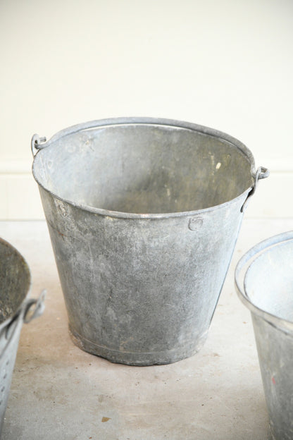 4 Vintage Galvanised Buckets