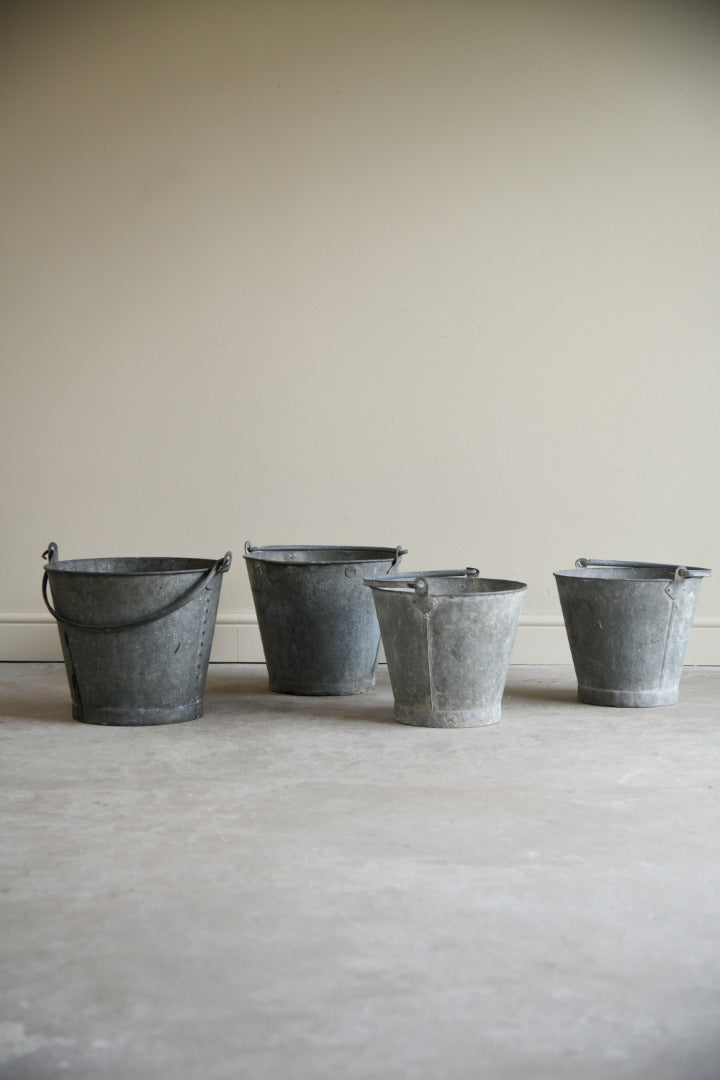 4 Vintage Galvanised Buckets