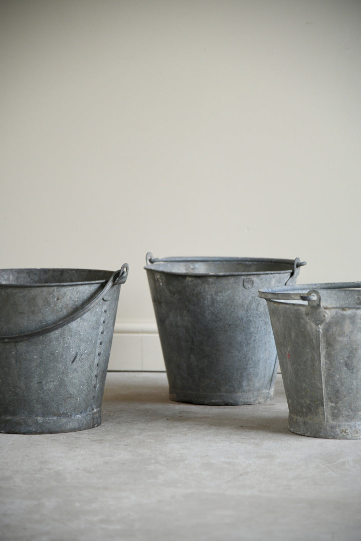 4 Vintage Galvanised Buckets