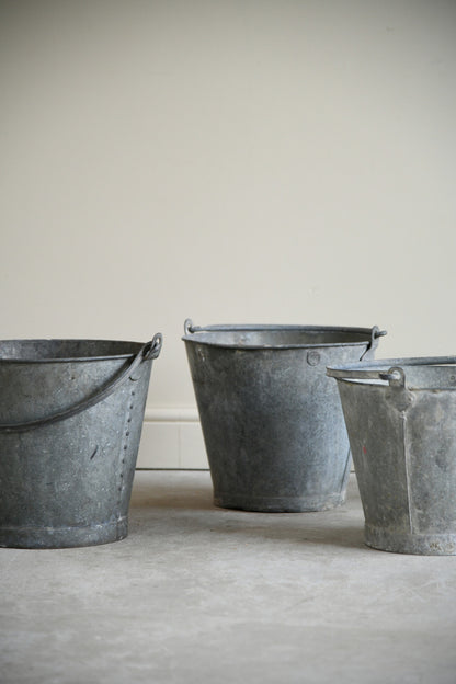 4 Vintage Galvanised Buckets