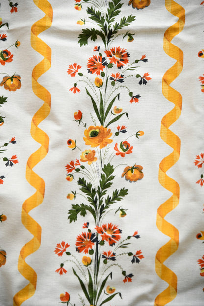 Pair Vintage French Fabric Romanex de Boussac Guirlandes
