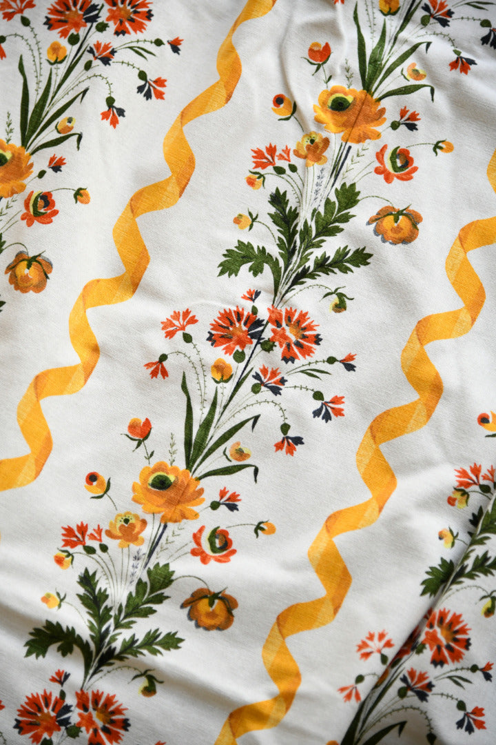 Pair Vintage French Fabric Romanex de Boussac Guirlandes