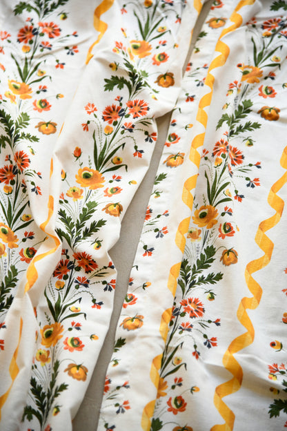 Pair Vintage French Fabric Romanex de Boussac Guirlandes