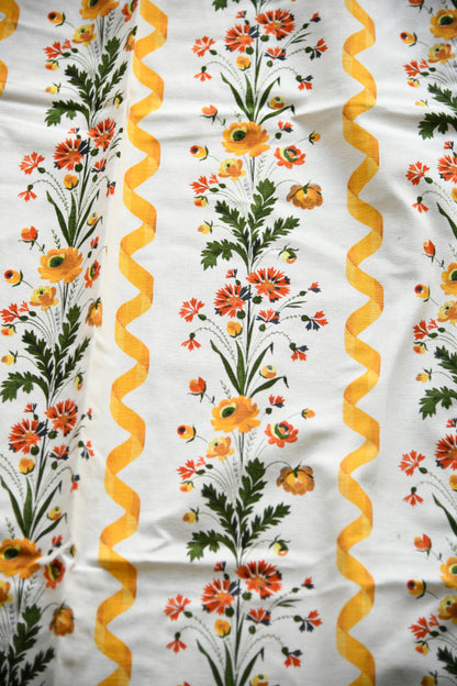 Pair Vintage French Fabric Romanex de Boussac Guirlandes