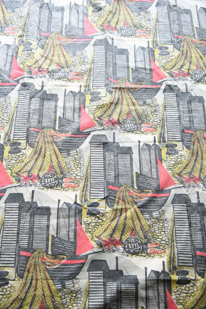 Vintage Robert Tavener Fishermans Dream Fabric Curtain