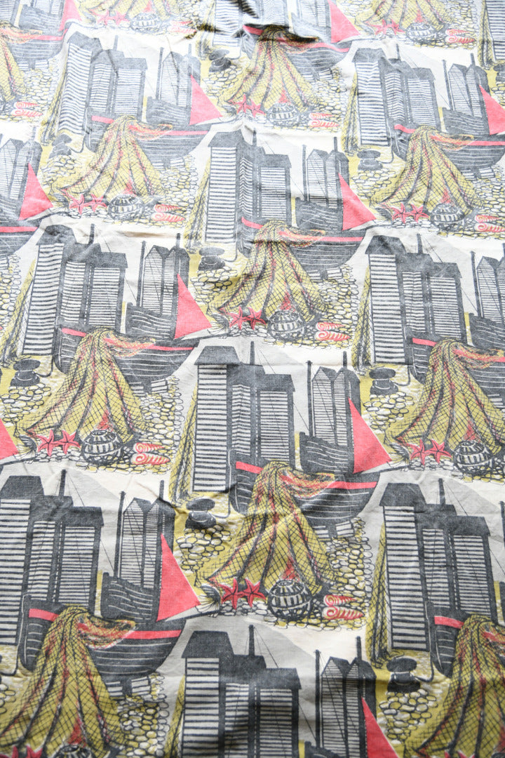 Vintage Robert Tavener Fishermans Dream Fabric Curtain