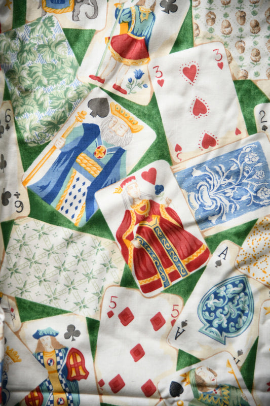 Pair Vintage Playing Card Fabric Curtains