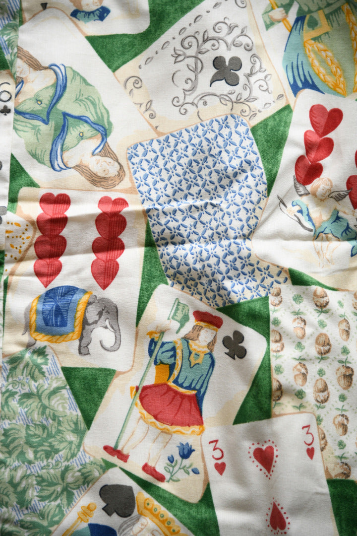 Pair Vintage Playing Card Fabric Curtains