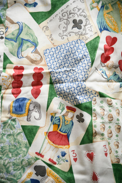 Pair Vintage Playing Card Fabric Curtains