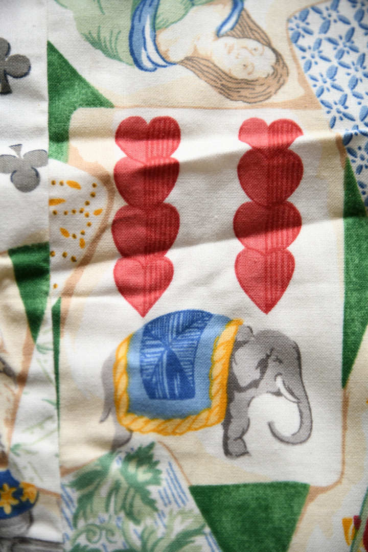 Pair Vintage Playing Card Fabric Curtains