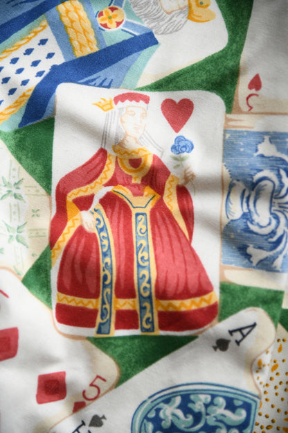 Pair Vintage Playing Card Fabric Curtains
