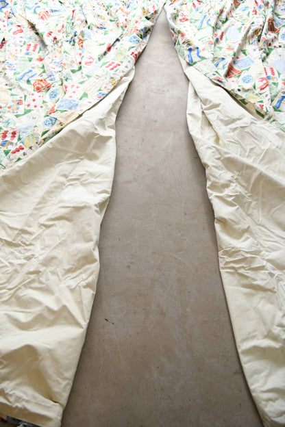 Pair Vintage Playing Card Fabric Curtains