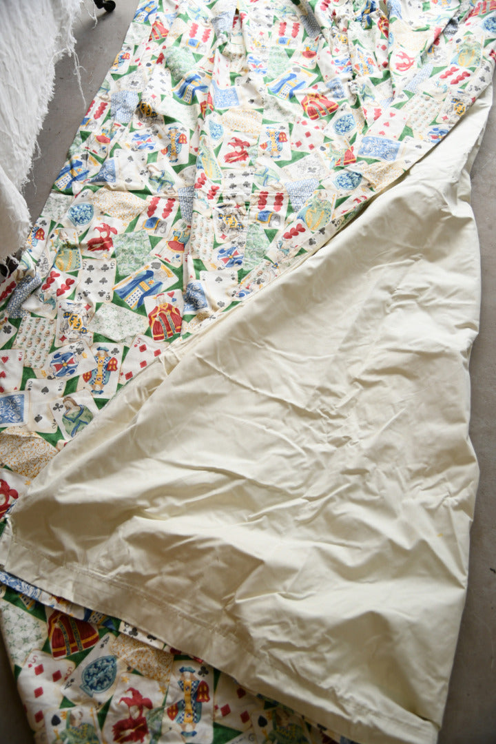 Pair Vintage Playing Card Fabric Curtains