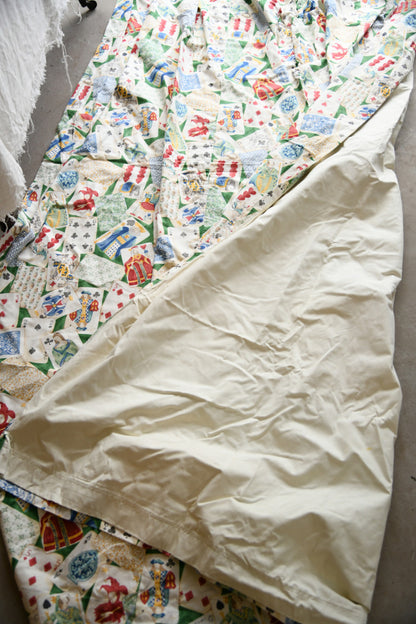 Pair Vintage Playing Card Fabric Curtains